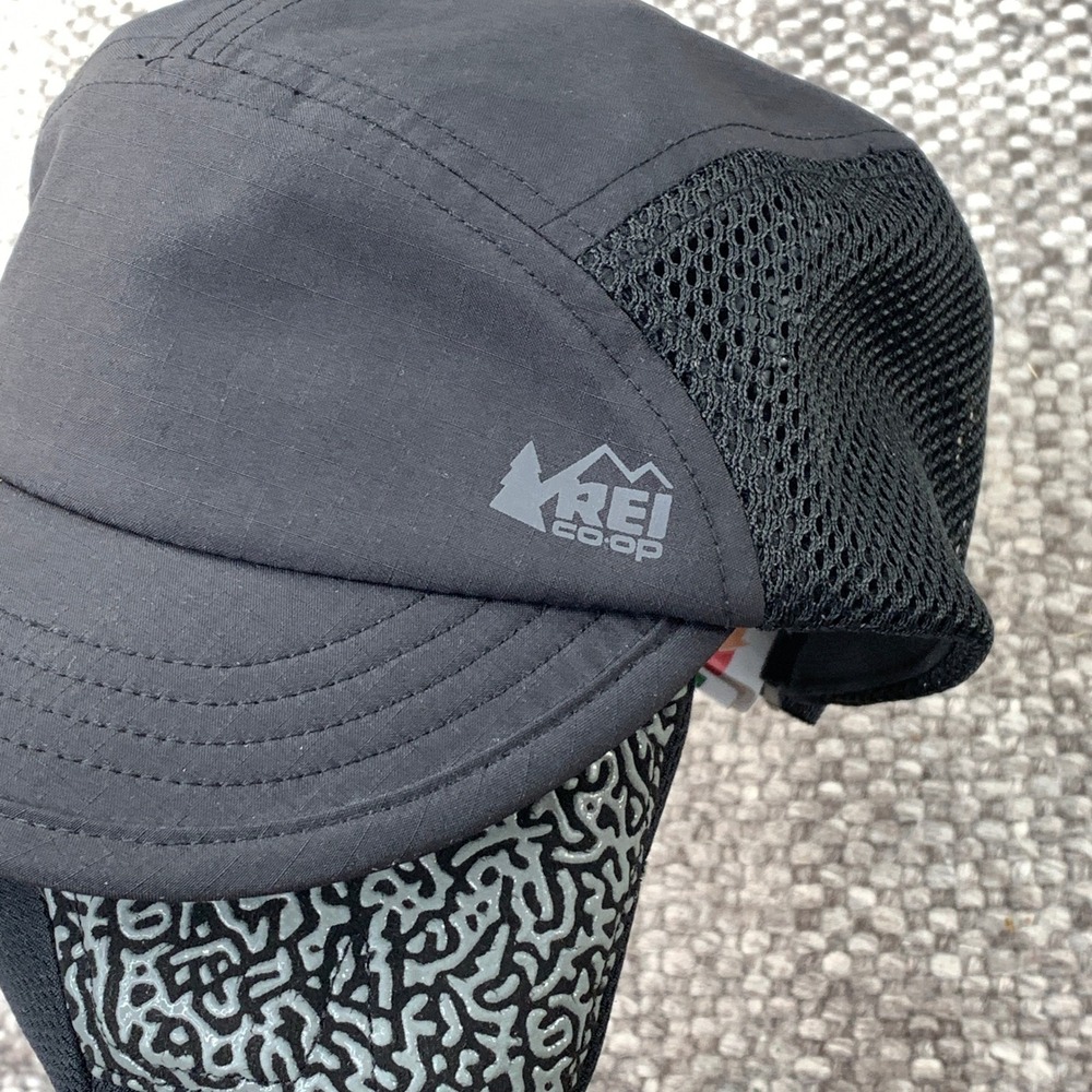 REI Co-op 5-Panel Running Hat Unisex One Size Black Mesh Breathable 217615